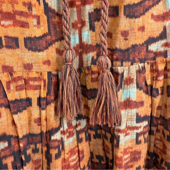 Ulla Johnson Lina Flutter Sleeve Mini Dress Size XS Sleeveless Tassel Ties Brown - Picture 10 of 12